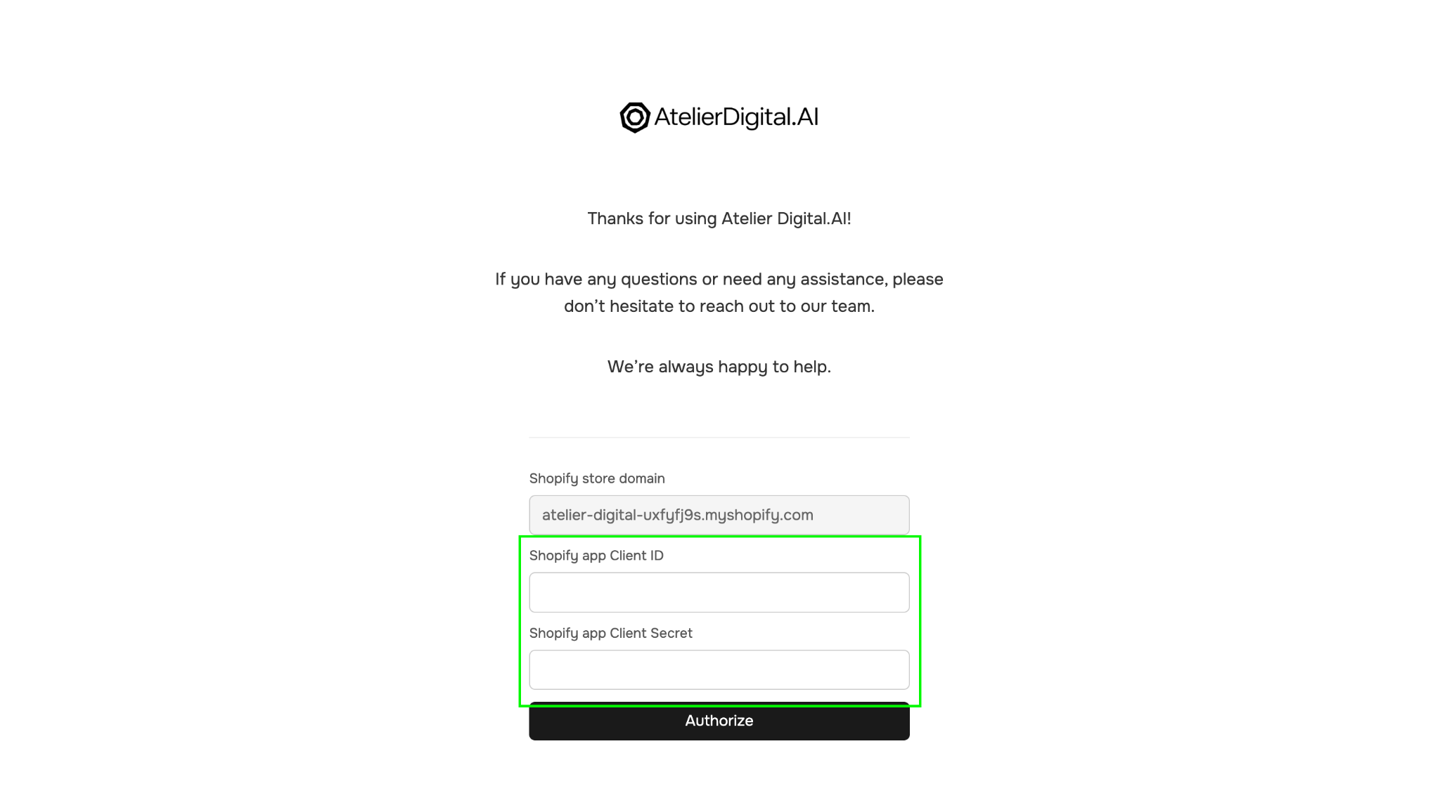 Authorization form