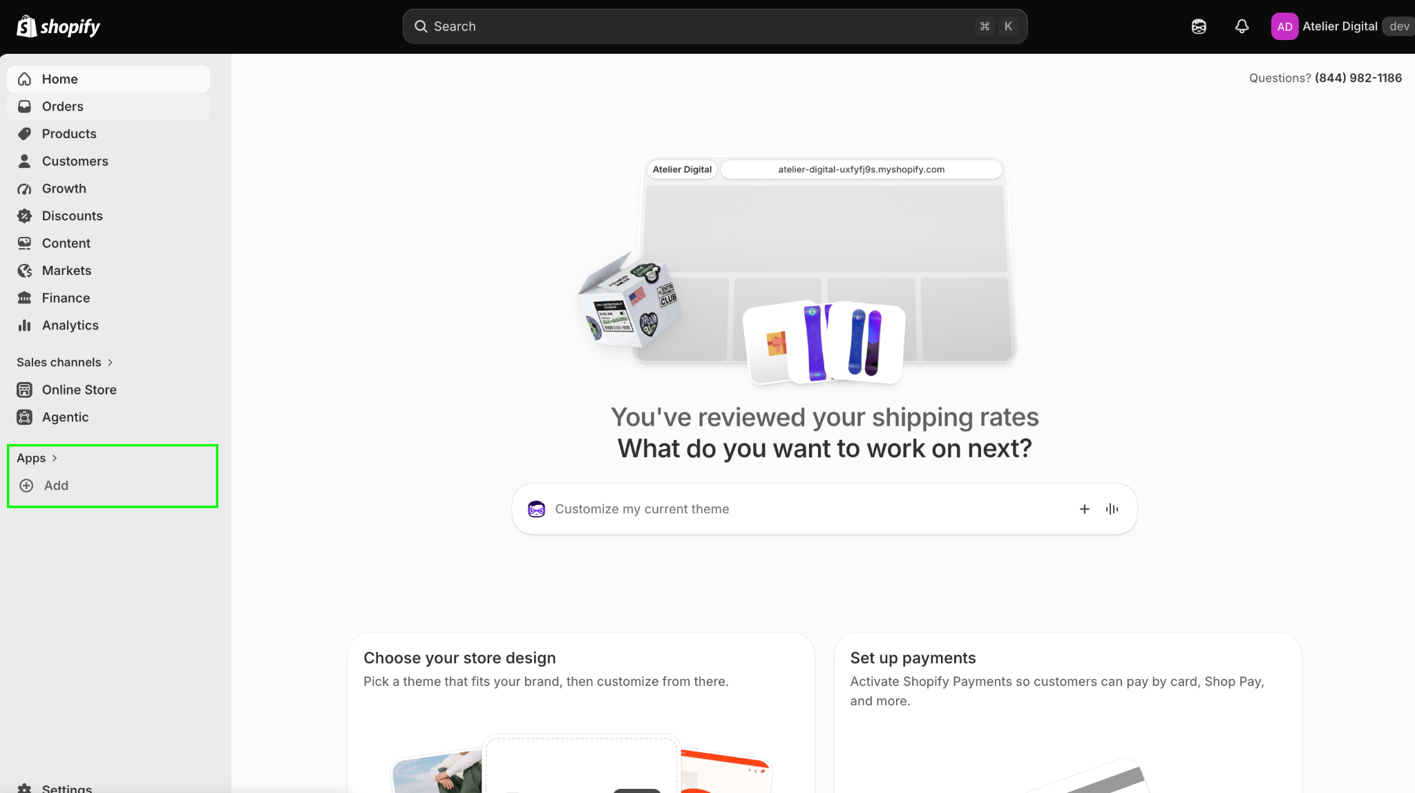Apps in the Shopify admin sidebar